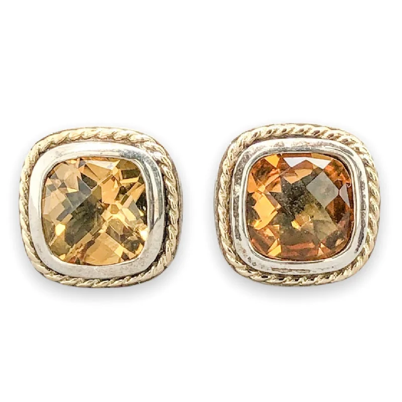 SS Citrine Cable Stud Earrings