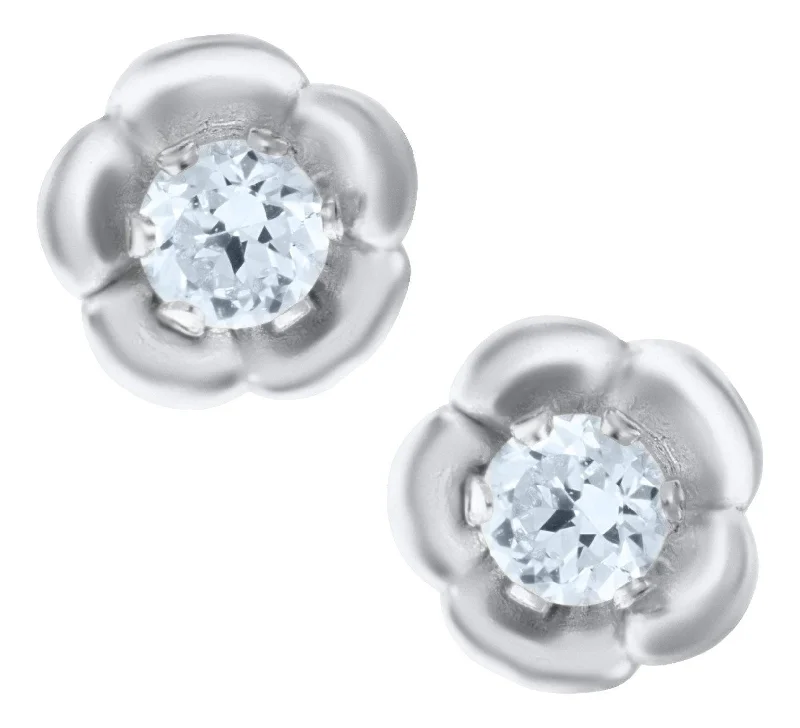 Sterling Silver Cubic Zirconia Flower Baby Studs