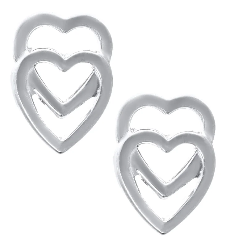 Sterling Silver Double Heart Baby Studs