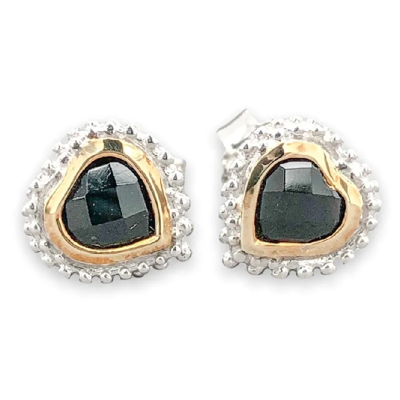 SS Onyx Heart Stud Earrings