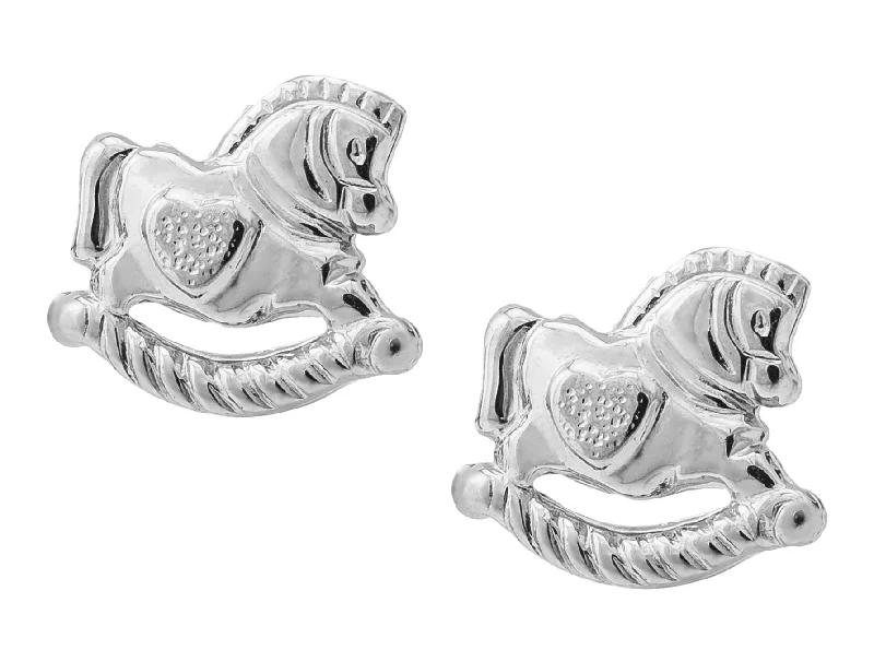 Sterling Silver Rocking Horse Baby Studs