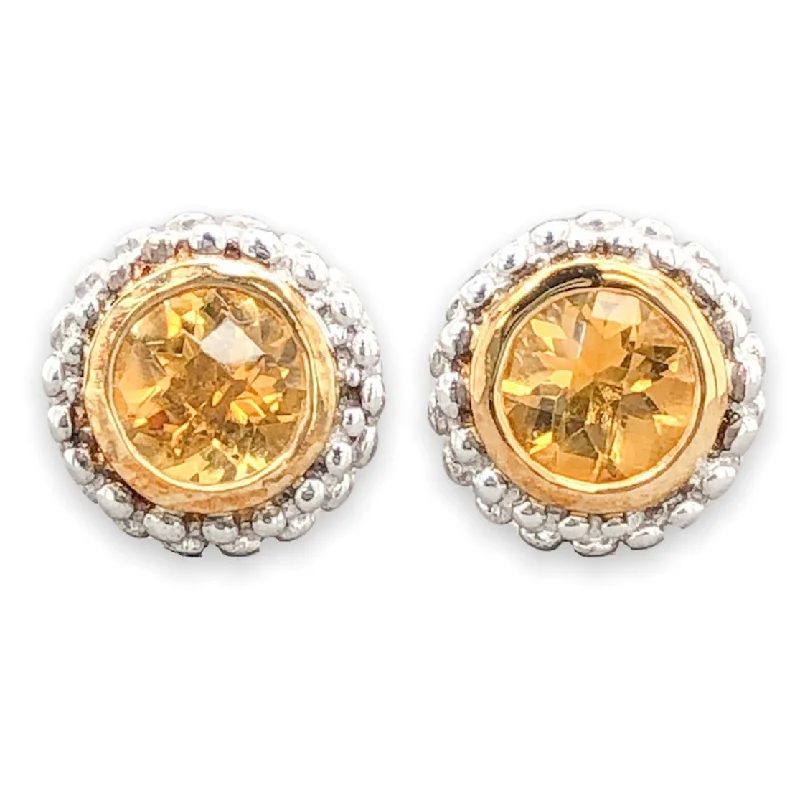 SS Round 0.8ctw Citrine Stud Earrings