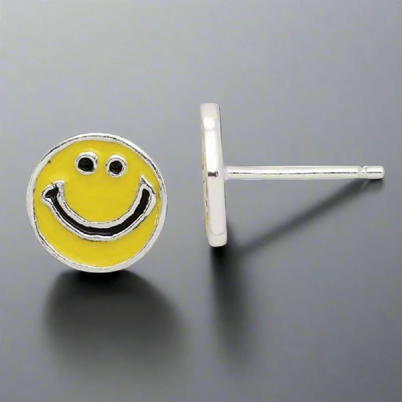 SS Yellow Enameled Happy Face Studs