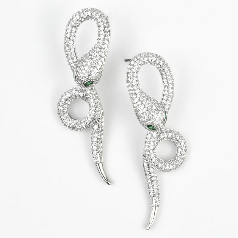 Green Eyed Snake Earrings