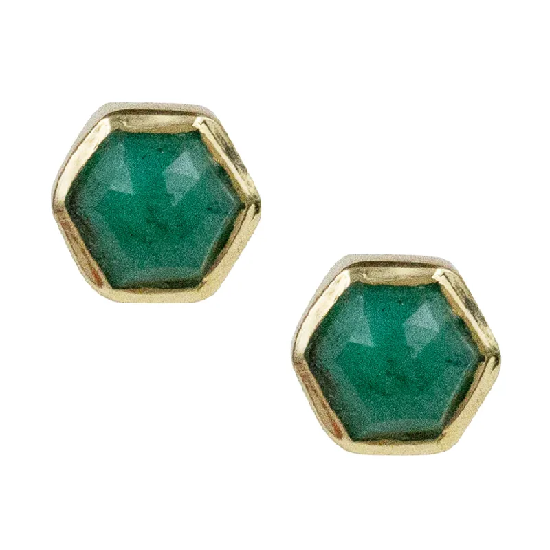 Vermeil Hex Gemstone Studs