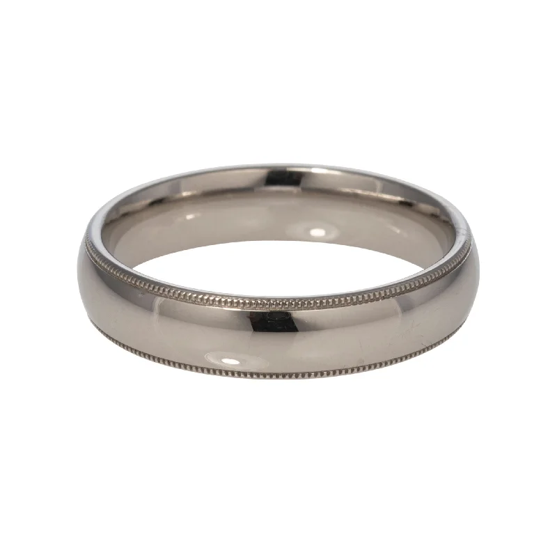 14K White Gold Regular Comfort Fit Wedding Band 5mm Milgrain