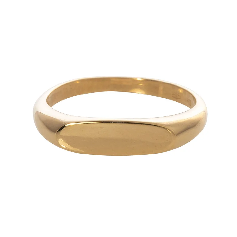 18K Yellow Gold Oval Bar Signet Ring