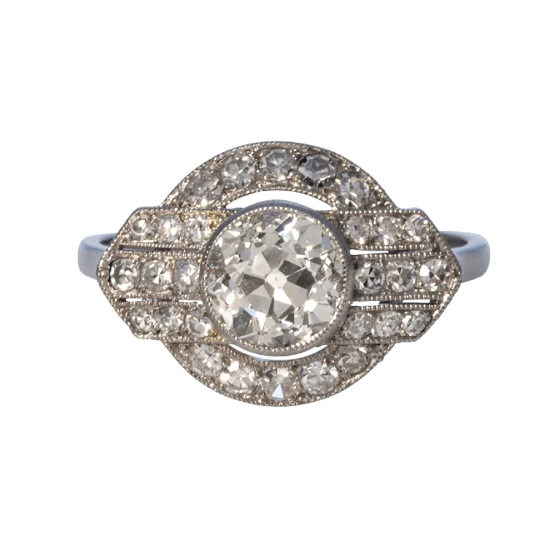 Art Deco 2.35ctw Old European Cut Diamond Platinum Ring