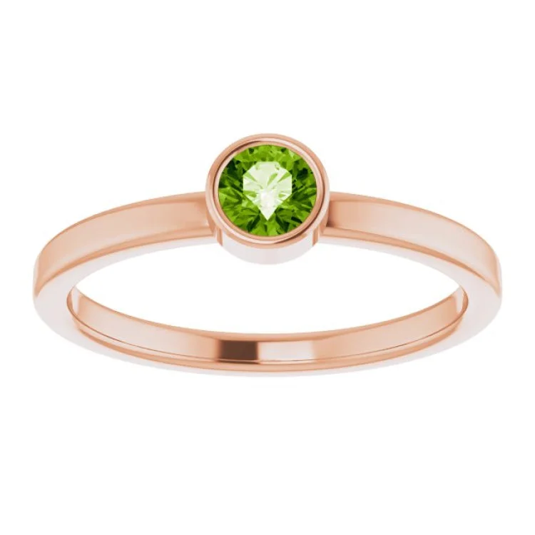 14K Rose 4 mm Natural Peridot Ring