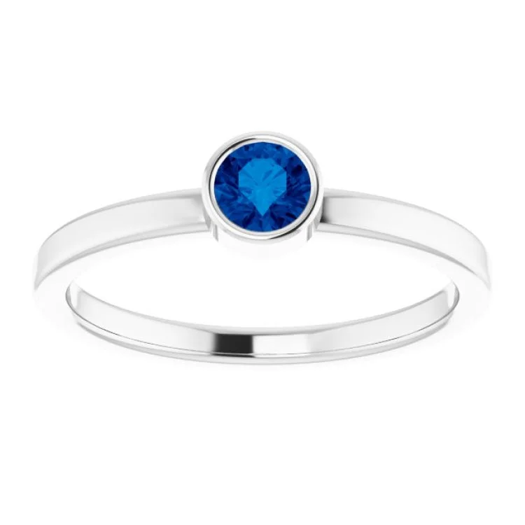 Platinum 4 mm Natural Blue Sapphire Ring