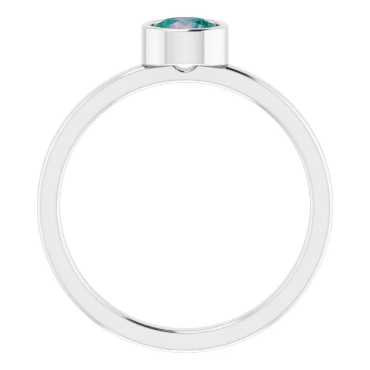 Platinum 5 mm Lab-Grown Alexandrite Ring