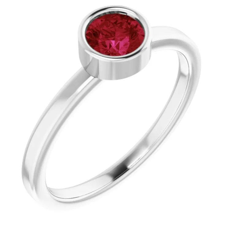 Platinum 5 mm Natural Ruby Ring