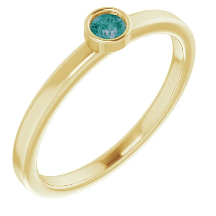 14K Yellow 3 mm Lab-Grown Alexandrite Ring