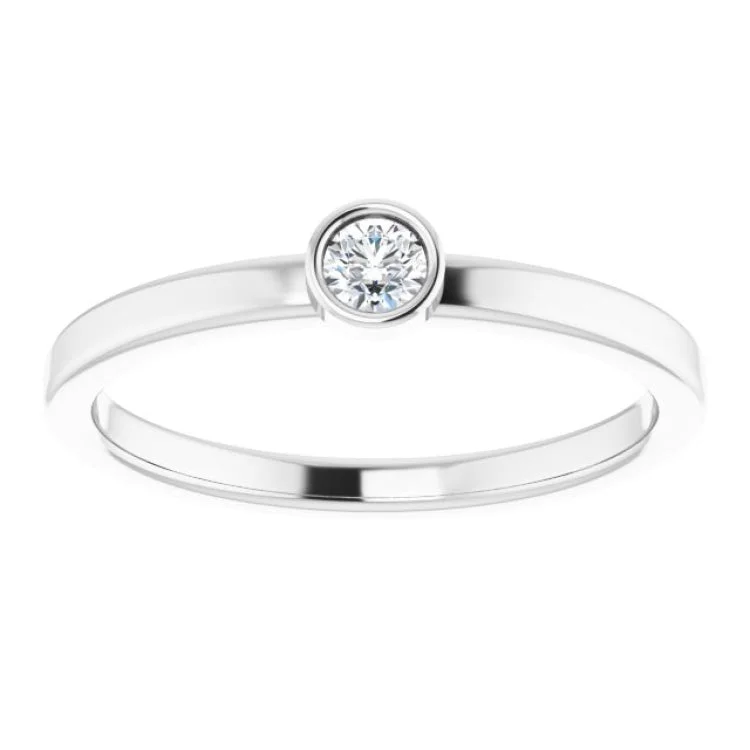 Rhodium-Plated Sterling Silver 3 mm Natural White Sapphire Ring