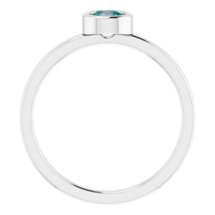 14K White 4.5 mm Lab-Grown Alexandrite Ring