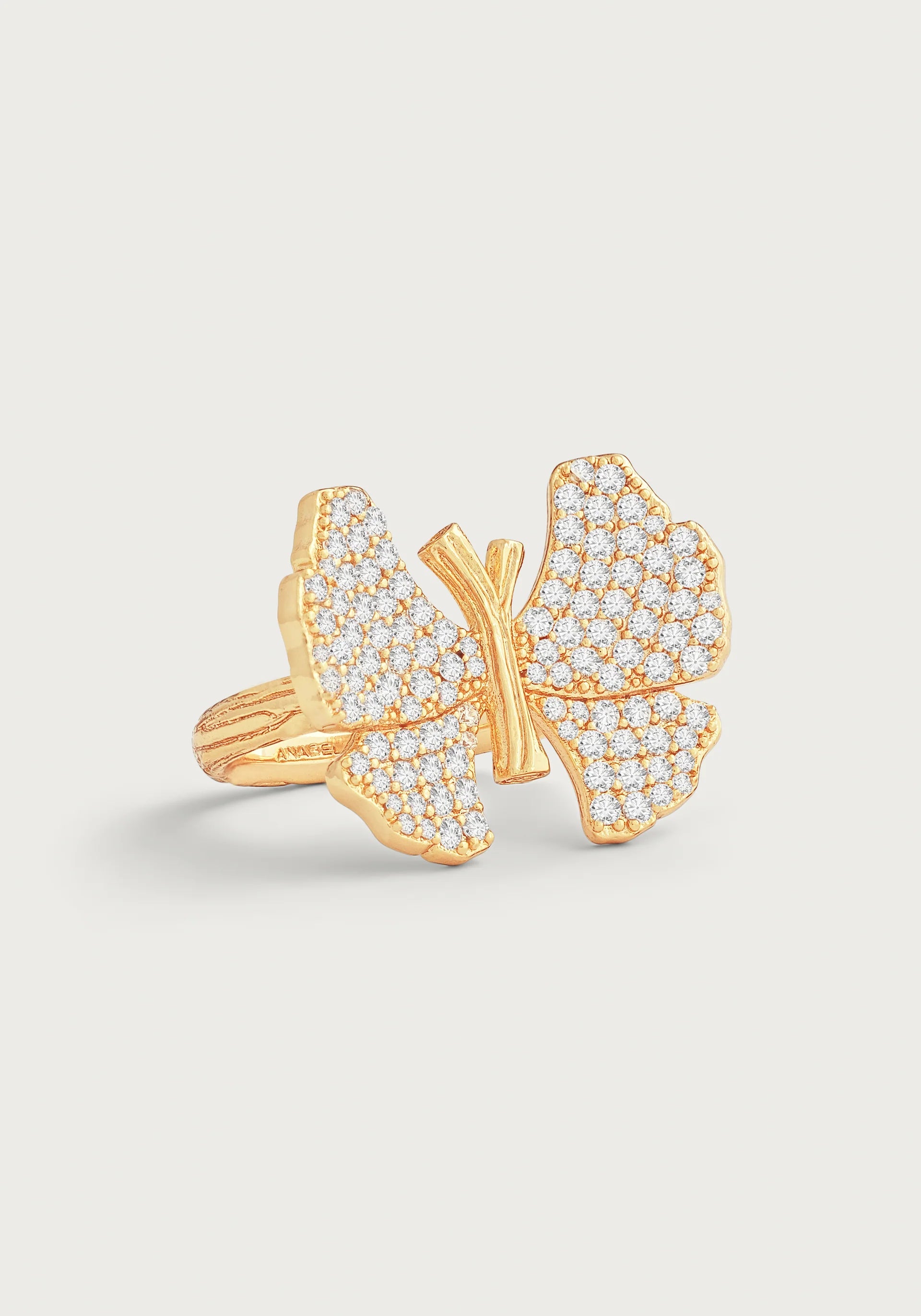 Butterfly White Pavé Ring