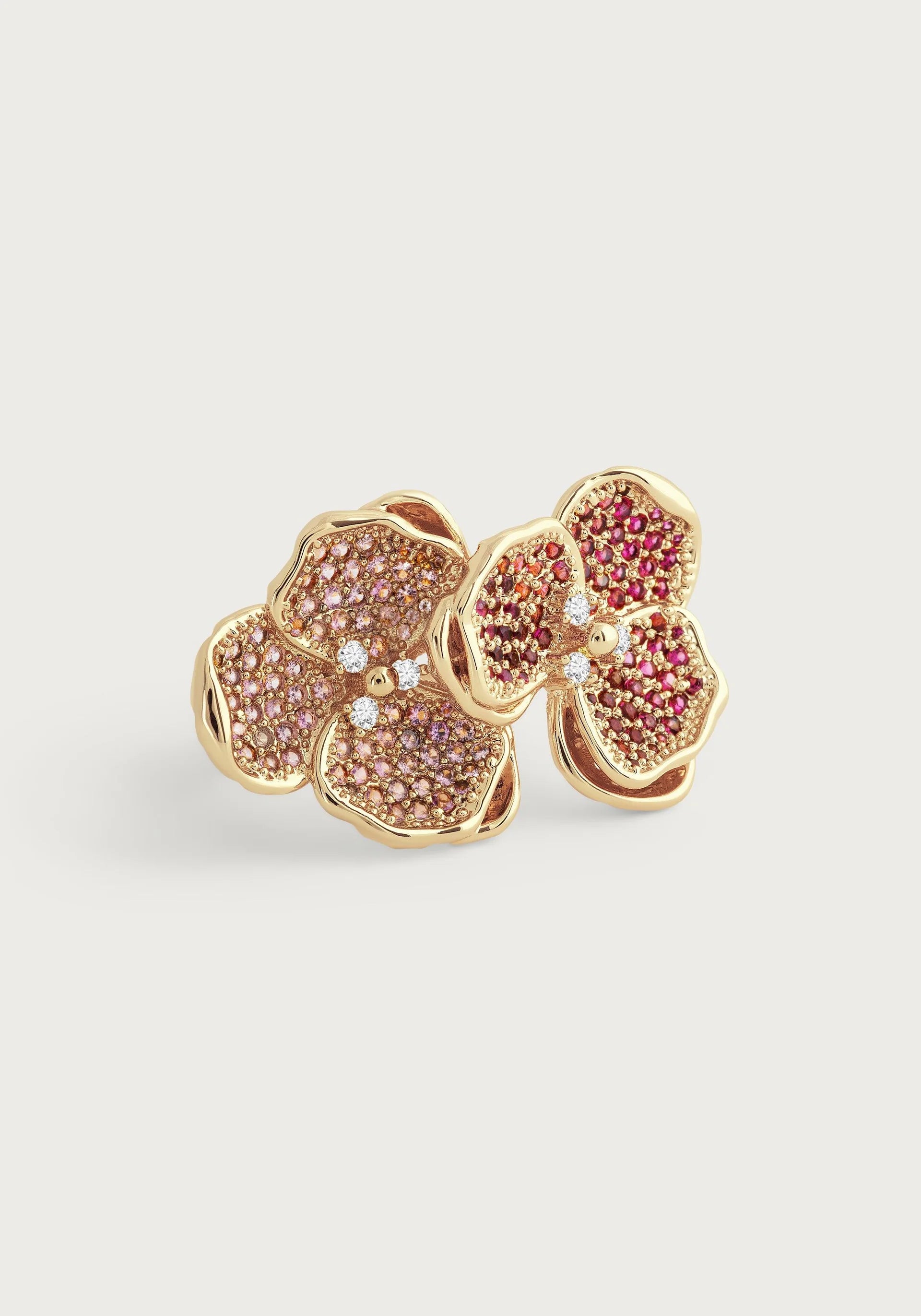 Double Orchid Pavé Ring