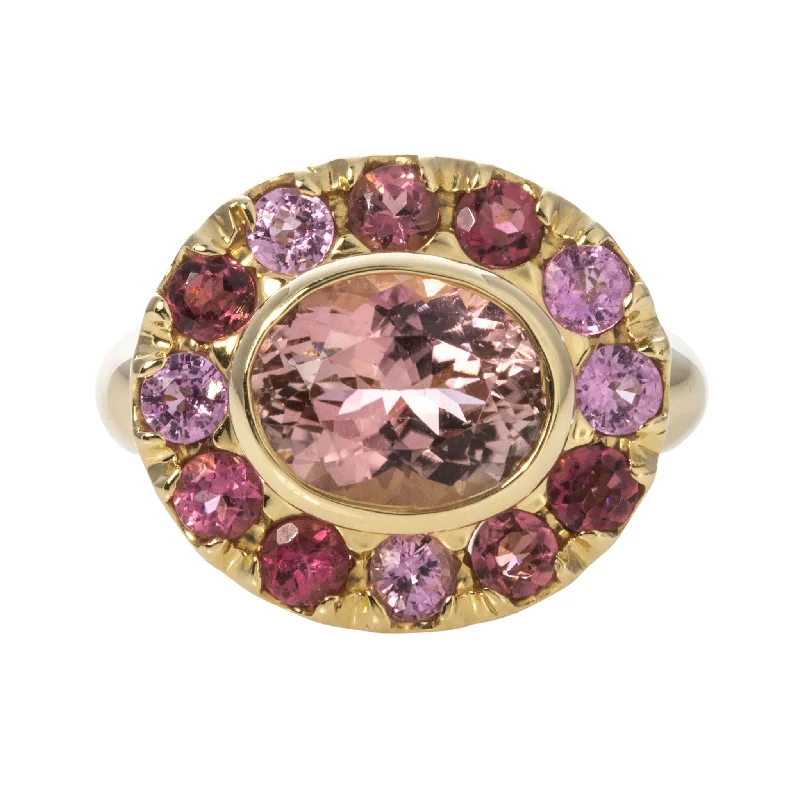 Mazza Pink Tourmaline & Pink Sapphire 18K Yellow Gold Ring