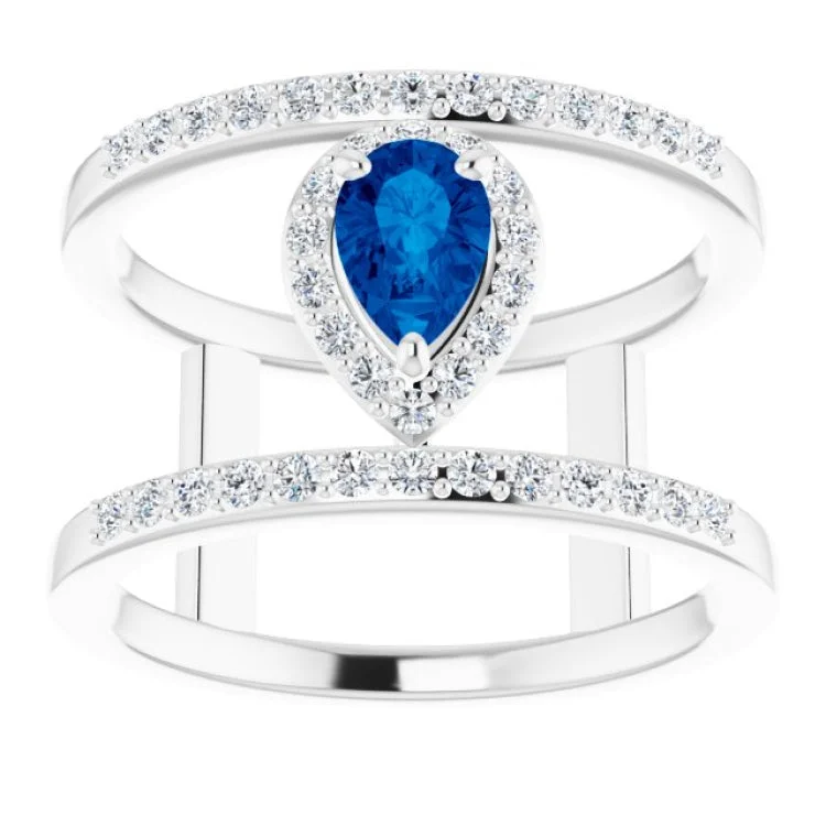 Platinum Natural Blue Sapphire & 1/3 CTW Natural Diamond Ring