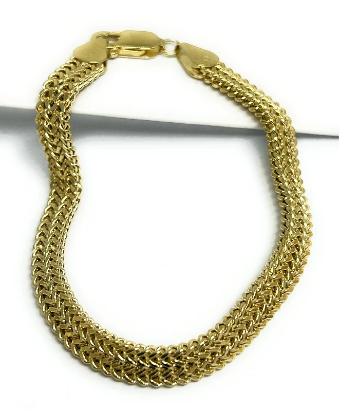 10k Solid Gold FRANCO DOUBLE Braacelet 7-8.5 INCH 6.7MM WIDTH on