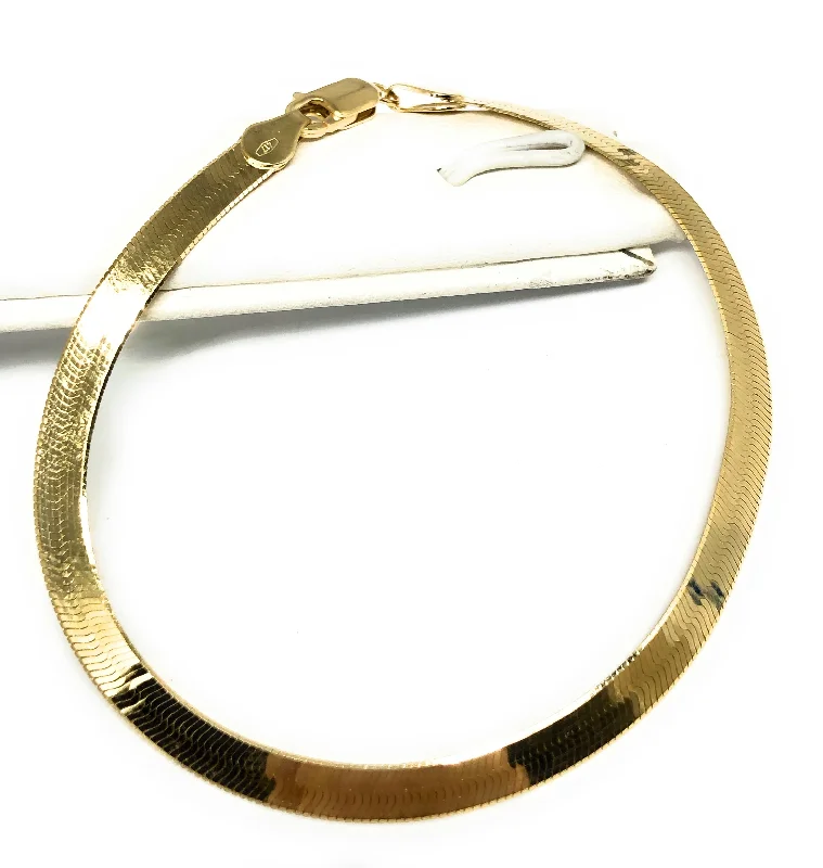 10k Solid Gold Herringbone Brracelet 7-8 inch 3-4.5mm