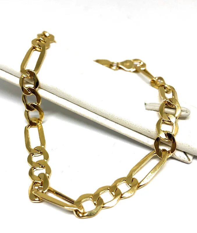 10k Solid Gold Yellow Figaro Brracelet 8-8.5 inch 6-6.5mm Width