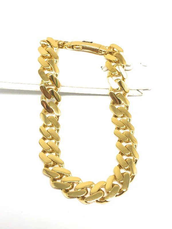 10k Solid Gold Yellow Monaco Miami Cuban Link Brracelet 8 inch 9.3mm Width (SEMI-HOLLOW STYLE)