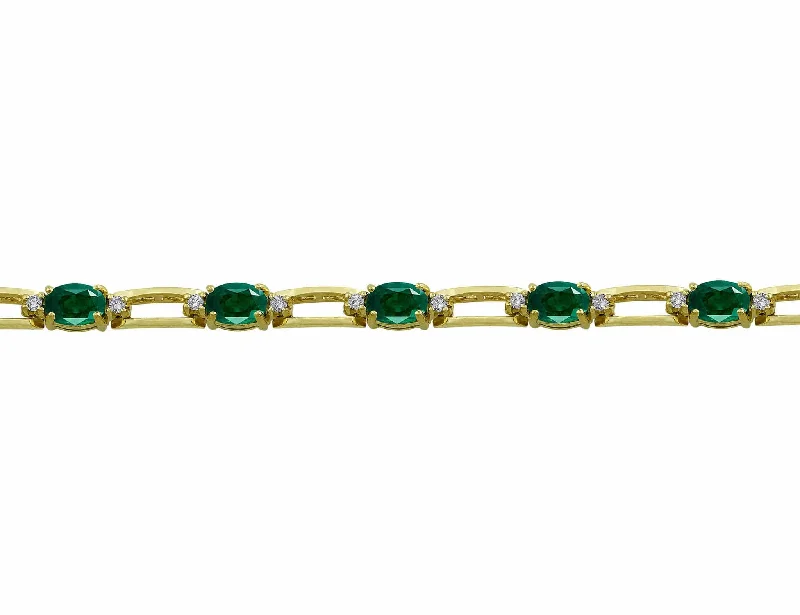 14kt Yellow Gold Diamond & Emerald Tennis Bracelet