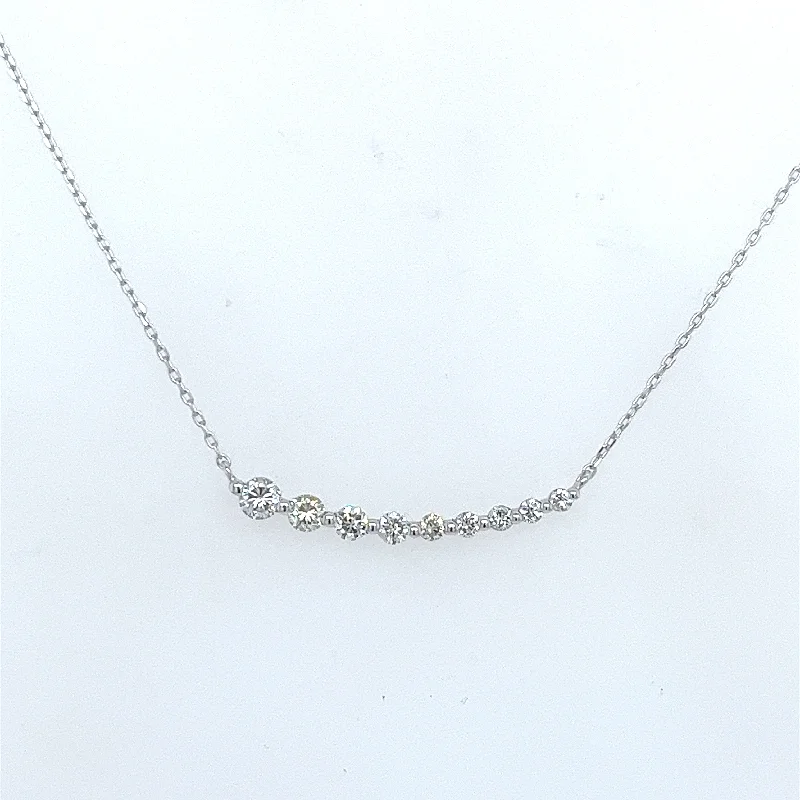 18K White Gold Round Shape Diamond 18K White Gold Cable Link Necklace (.29ctw)