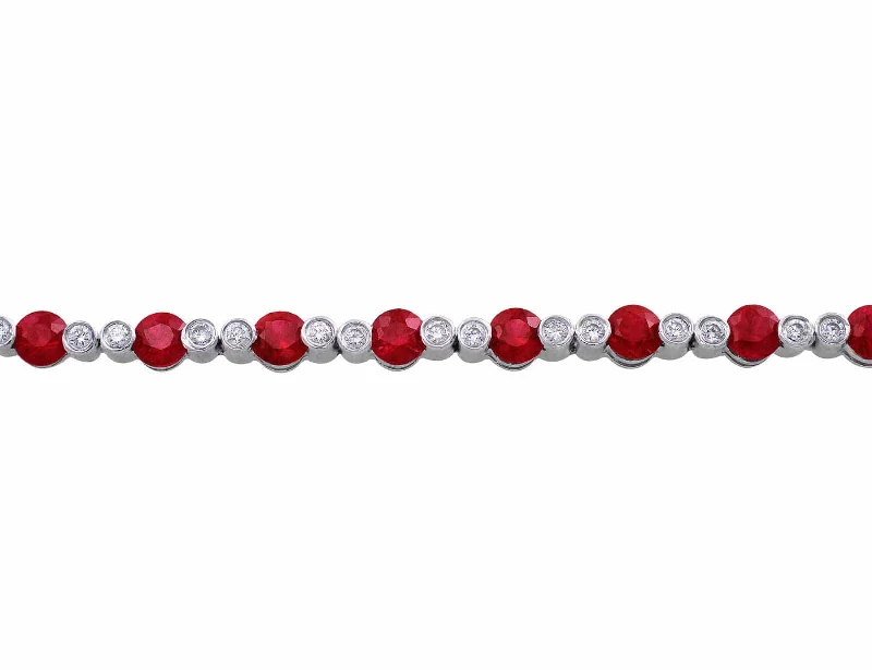 18kt White Gold Ruby & Diamond Tennis Bracelet