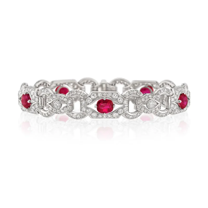 1930s Platinum Ruby & Diamond Bracelet