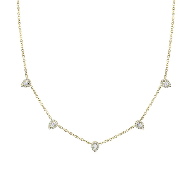 5 Pavé Pear Cut Diamond Necklace