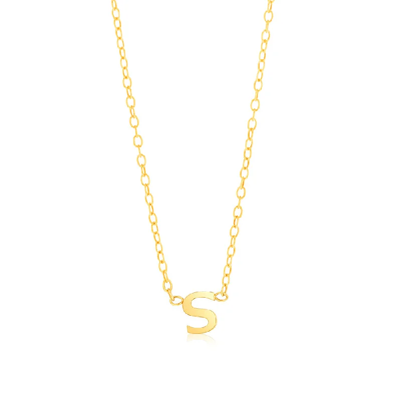 9ct Yellow Gold Initial "S" Pendant On Chain