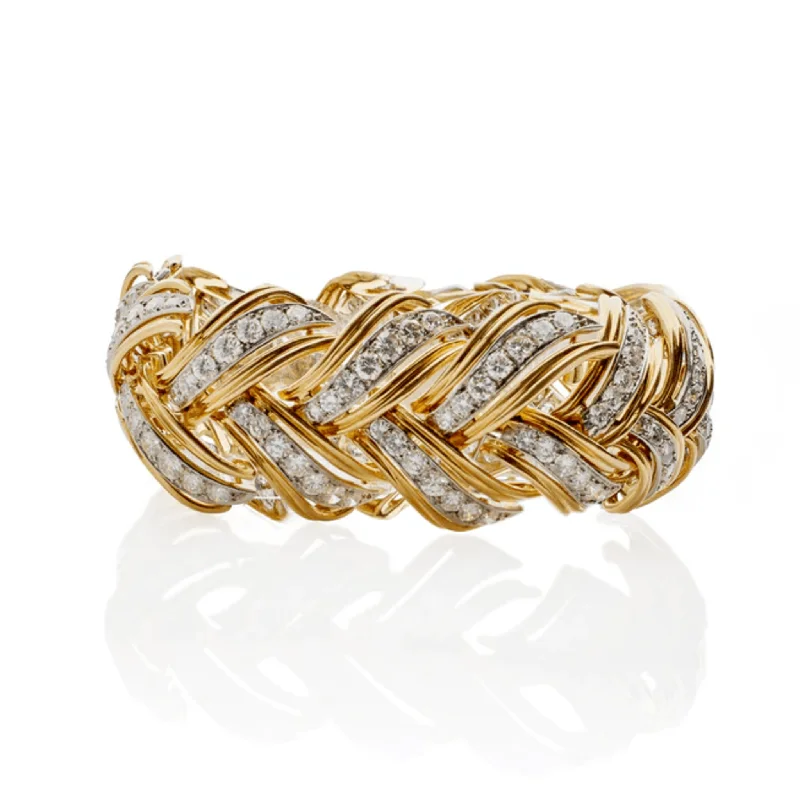 André Vassort French 1950s Platinum & 18KT Yellow Gold Diamond Bracelet