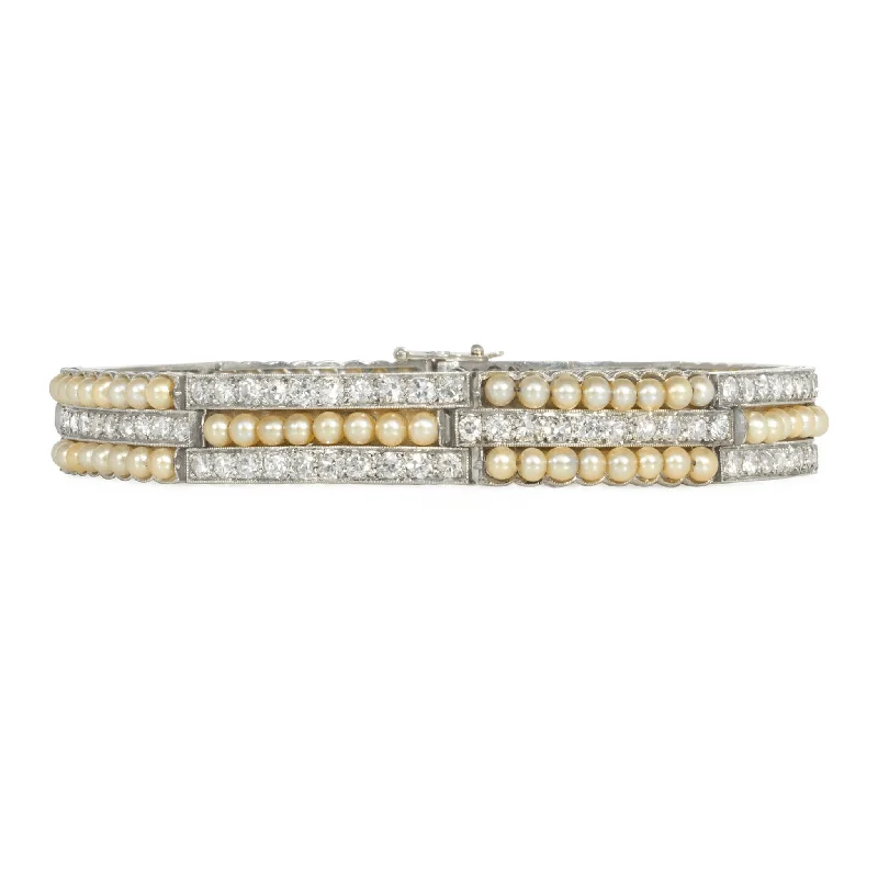 Art Deco Platinum Diamond & Pearl Bracelet