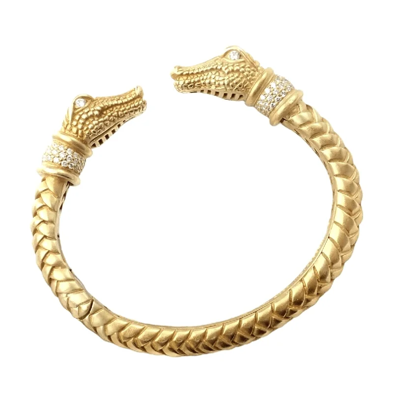 Barry Kieselstein-Cord Post-1980s 18KT Yellow Gold Diamond Alligator Bracelet