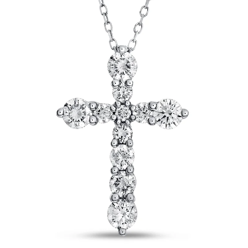 Bremer Jewelry 14K White Gold Diamond Cross Necklace (1.50ctw)