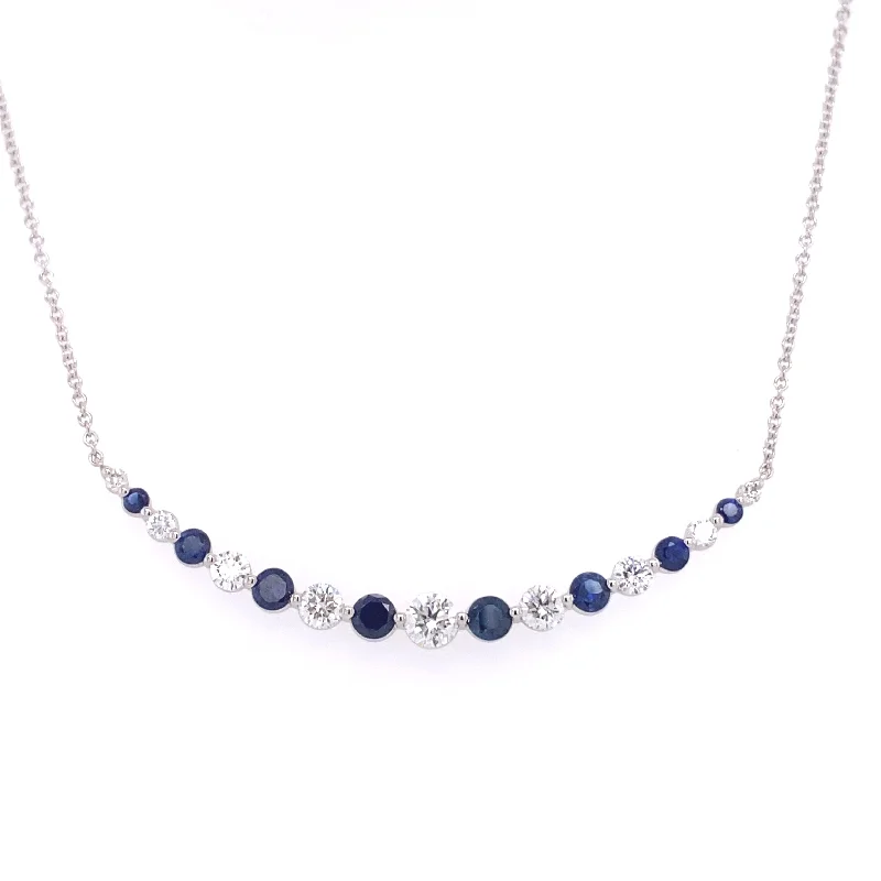 Bremer Jewelry 18K White Gold  Round Diamonds and Sapphires Necklace (2.22ctw)