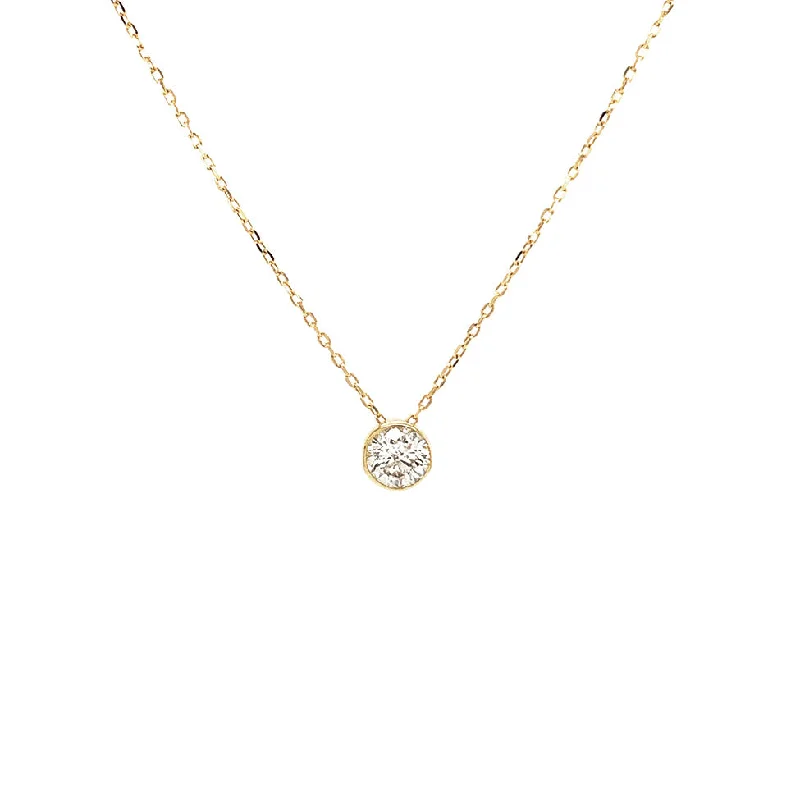 Bremer Jewelry 18K Yellow Gold Power of One Round Diamond Bezel Cable Link Necklace (0.20ctw)