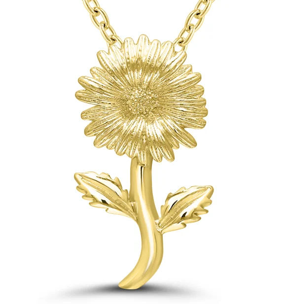 Bremer Jewelry 925 Yellow Sterling Silver/Gold Plated April Birth Flower "Daisy" Necklace