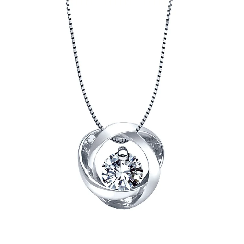 Bremer Jewelry Time and Eternity Sterling Silver Round Shape Diamond Solitaire Pendant with a Sterling Silver Box Necklace (0.14ctw)