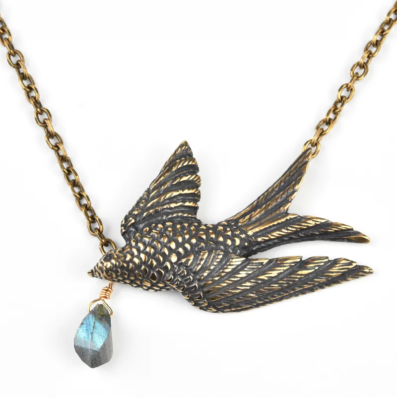 Bronze Bird in Flight Necklace