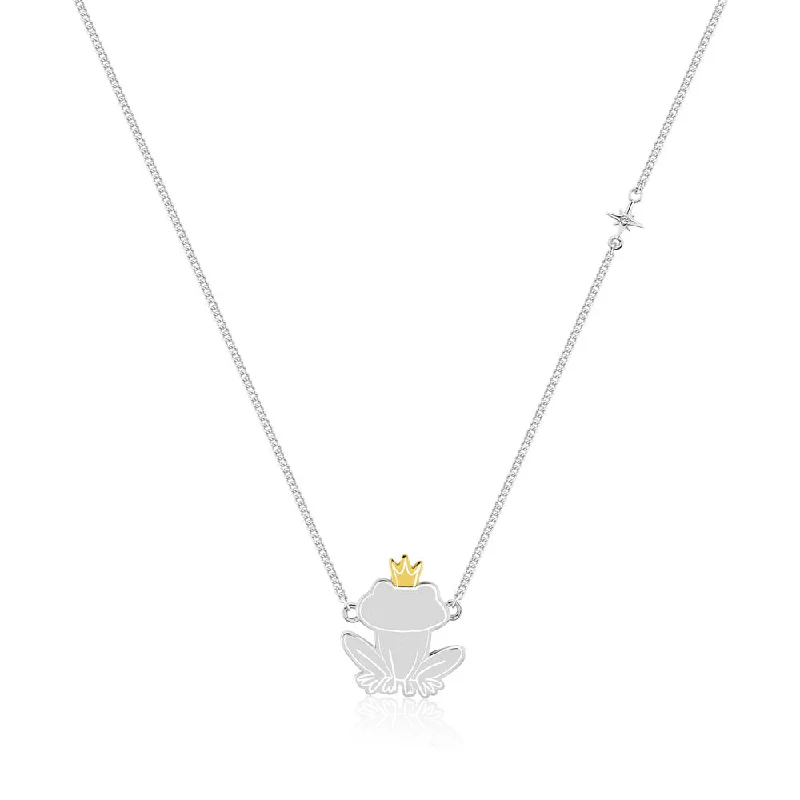 Disney Princess And The Frog  Rhodium Plated Prince Naveen Pendant on 40cm Chain