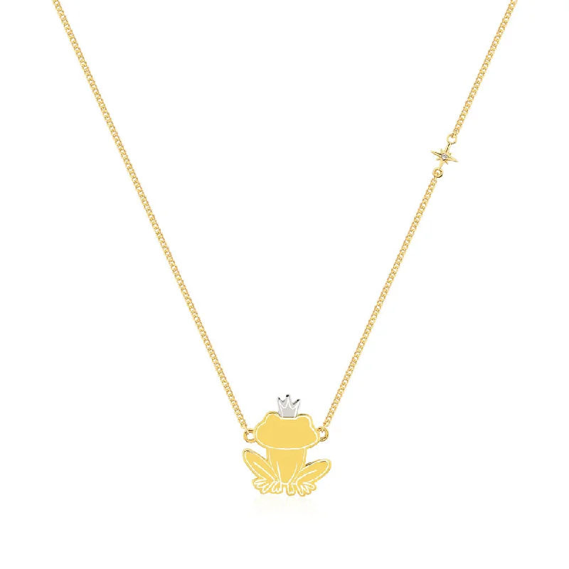 Disney Princess And The Frog Two Tone Gold Plated Prince Naveen Pendant On 40cm Chain