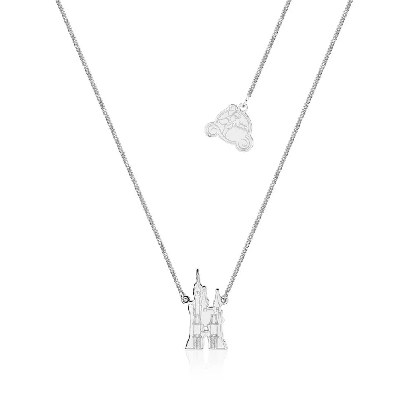 Disney Princess Cinderella Rhodium Plated Castle Pendant on 40cm Chain