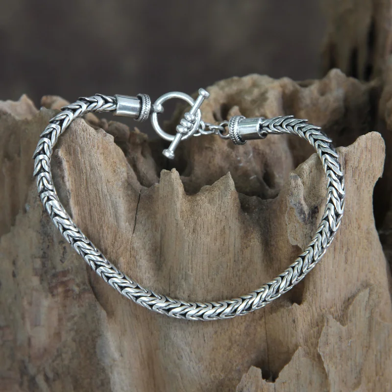 Dragon Tail Sterling Silver Men's Chain Bracelet