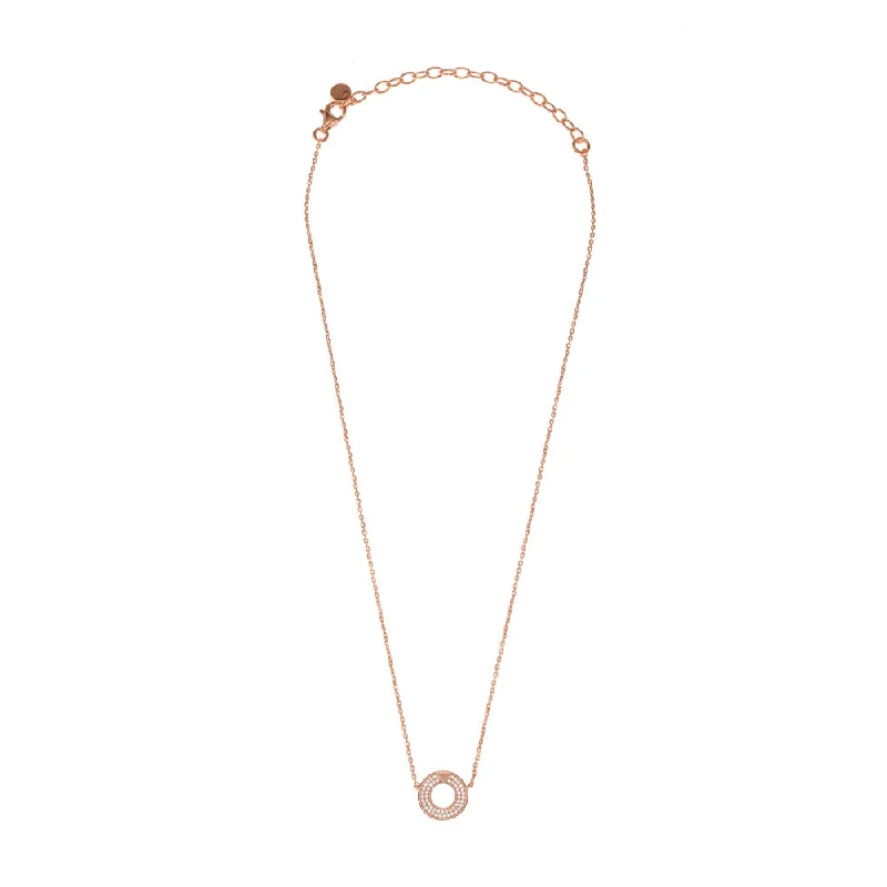 Emporio Armani Rose Gold Plated Sterling Silver Key Basics CZ Pendant On Chain