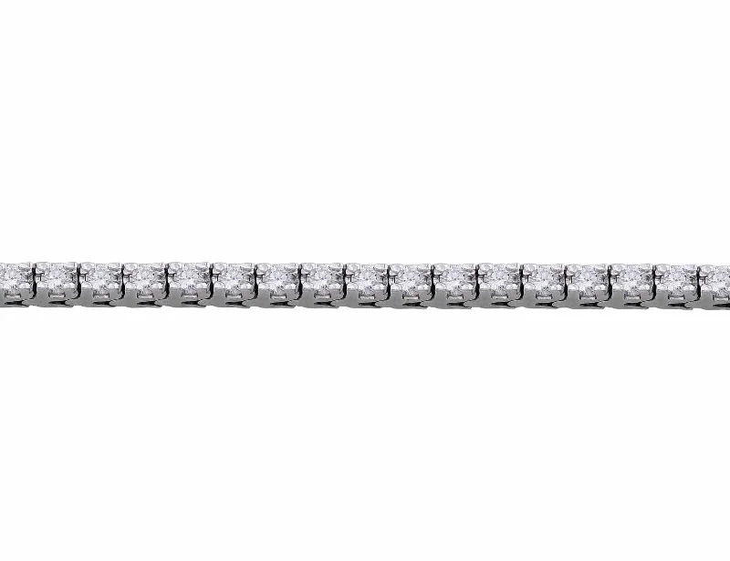 14kt White Gold 3.10ctw Diamond Tennis Bracelet - Estate