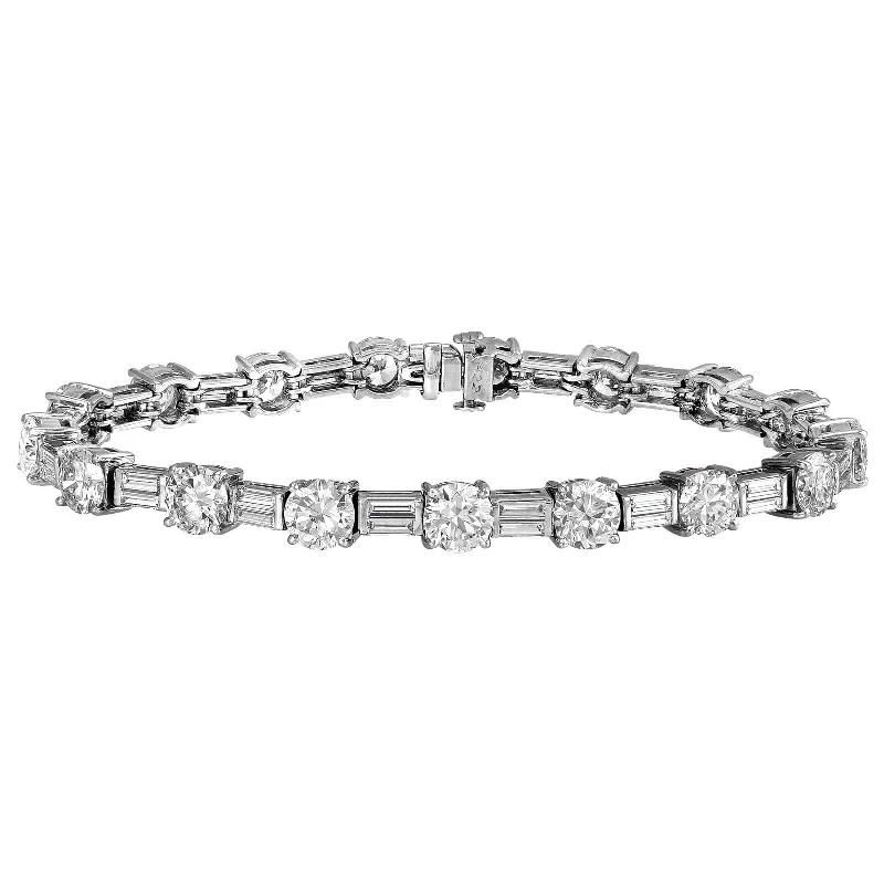 Estate Round Brilliant and Baguette Diamond Bracelet