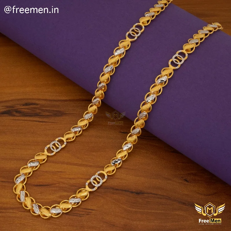 Freemen Stylish Koli Laser Link Gold Plated Chain - FMGC36